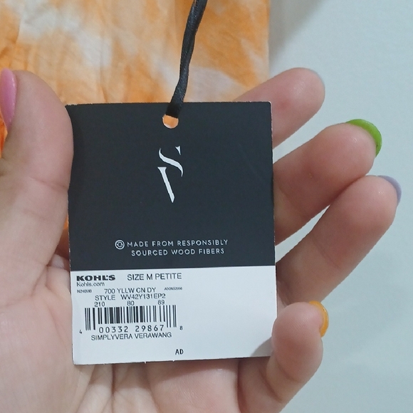 Simply Vera Vera Wang Orange and White Midi Sundress with Flutter Sleeves Nwt - Picture 4 of 12